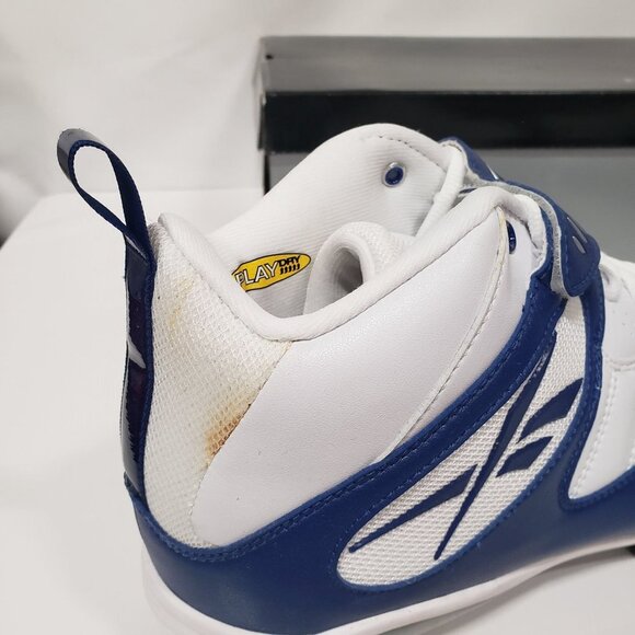 Reebok Men's Pro All Out One Mid D Football Cleats in White/Royal Blue - Size 13 - Picture 6 of 10